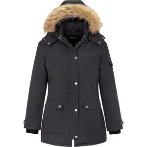 Women's Grey Winter Plus Size Waterproof Thicken Puffer Coat With Hood